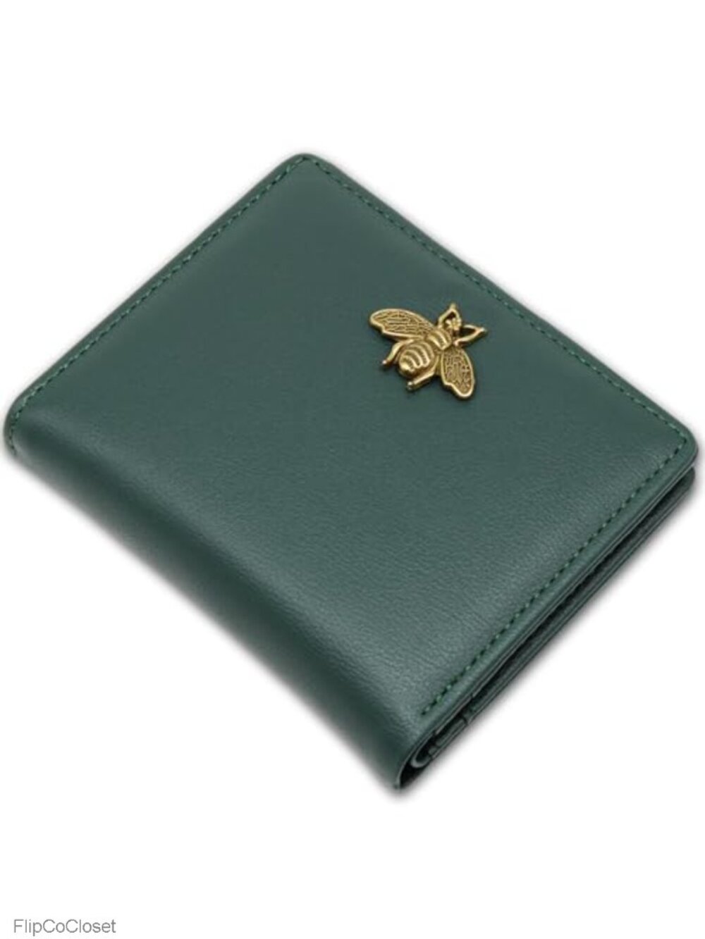 PU Leather RFID Blocking Bifold Wallet with Bee Charm